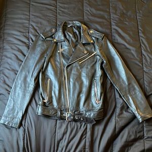 Mens 100% Leather Biker Jacket